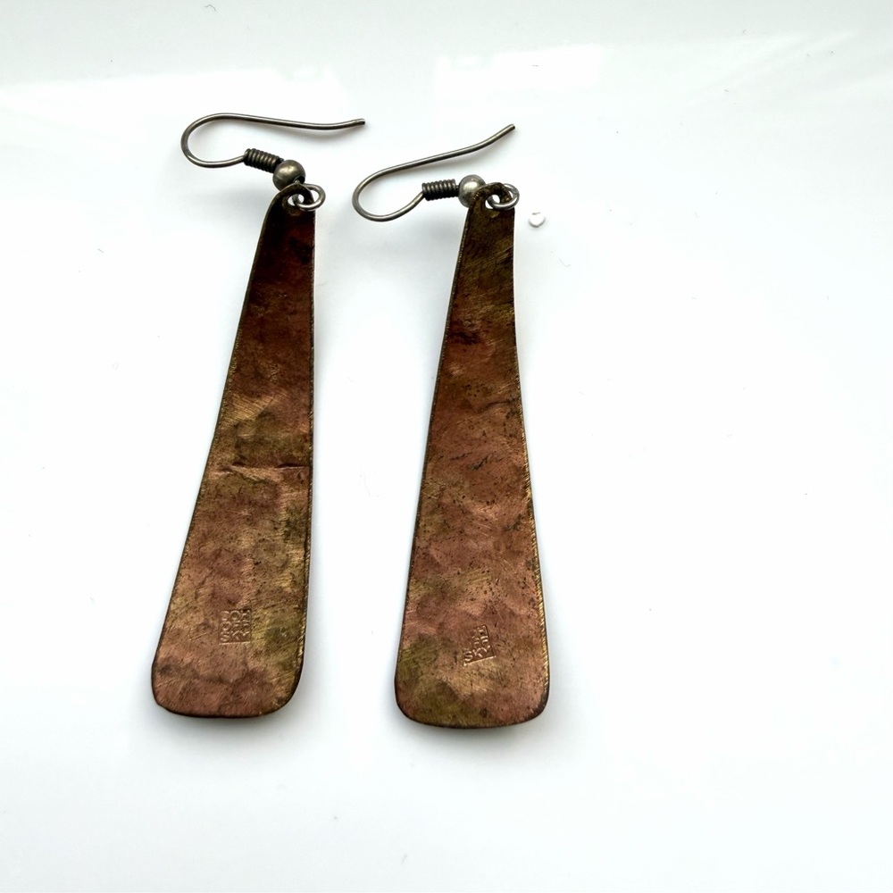 Gold & Silver Metal Dangling Earrings - Picture 3 of 4